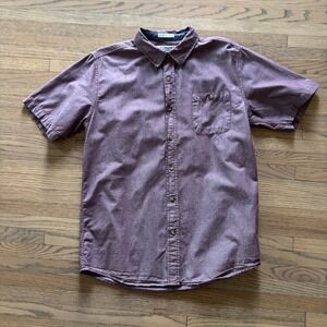 Ezekiel Mens Short Sleeve Button Down Shirt Burgundy Maroon Size M Skate Surf